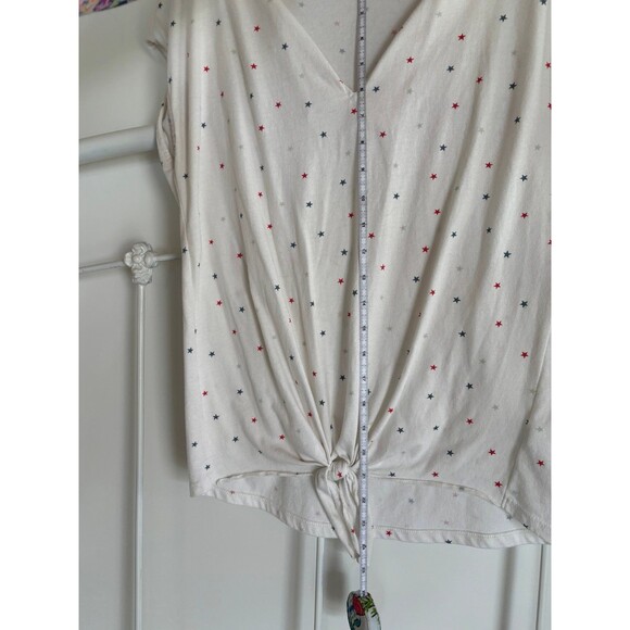 Lucky Brand small stars patriotic red white and blue tie tank crop top - Picture 4 of 6